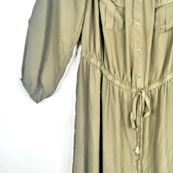 Rue Olive Green off the shoulder bishop sleeve 100% Polyester dress size 4x - Picture 6 of 8